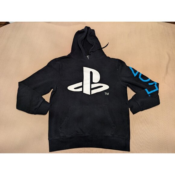 PlayStation Black Hoodie Logo PlayStation Button printed on Sleeve Size S - Picture 1 of 7